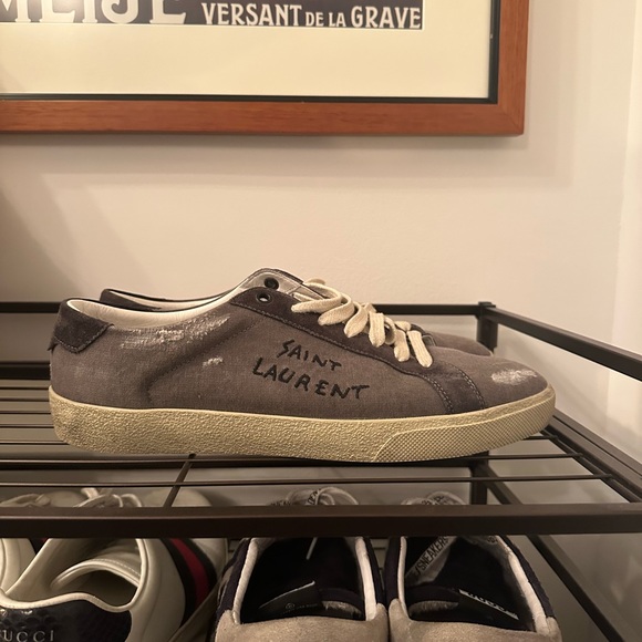 Saint Laurent Logo Sneakers size 42.5 lightly worn - Picture 2 of 2